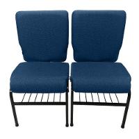 02 Cadeiras Para Igrejas C/ Porta Biblía E Porta Cálice Azul - 1