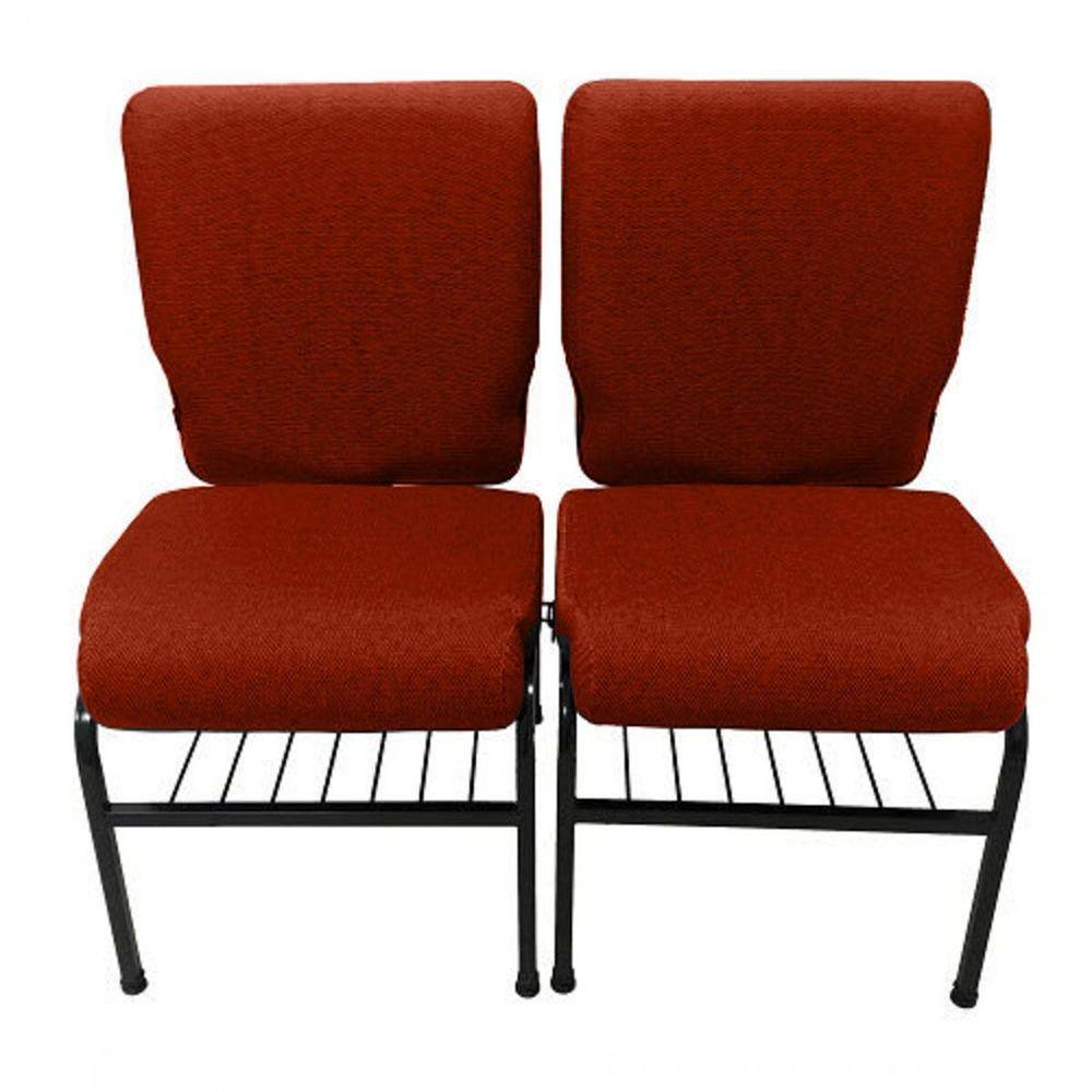 02 Cadeiras Para Igrejas C/ Porta Biblía E Porta Cálice Vermelho - 1