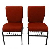 02 Cadeiras Para Igrejas C/ Porta Biblía E Porta Cálice Vermelho - 3