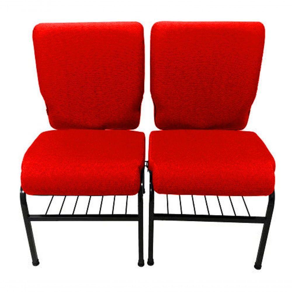 02 Cadeiras Para Igrejas C/ Porta Biblía E Porta Cálice Vermelho - 1