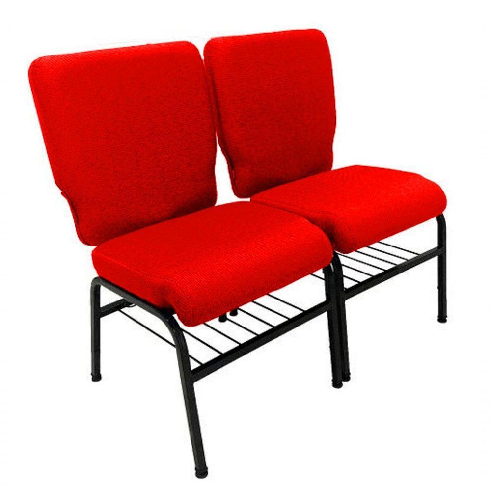02 Cadeiras Para Igrejas C/ Porta Biblía E Porta Cálice Vermelho - 5
