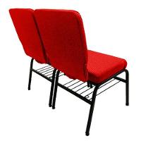 02 Cadeiras Para Igrejas C/ Porta Biblía E Porta Cálice Vermelho