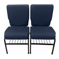 02 Cadeiras Para Igrejas C/ Porta Biblía E Porta Cálice Azul - 1