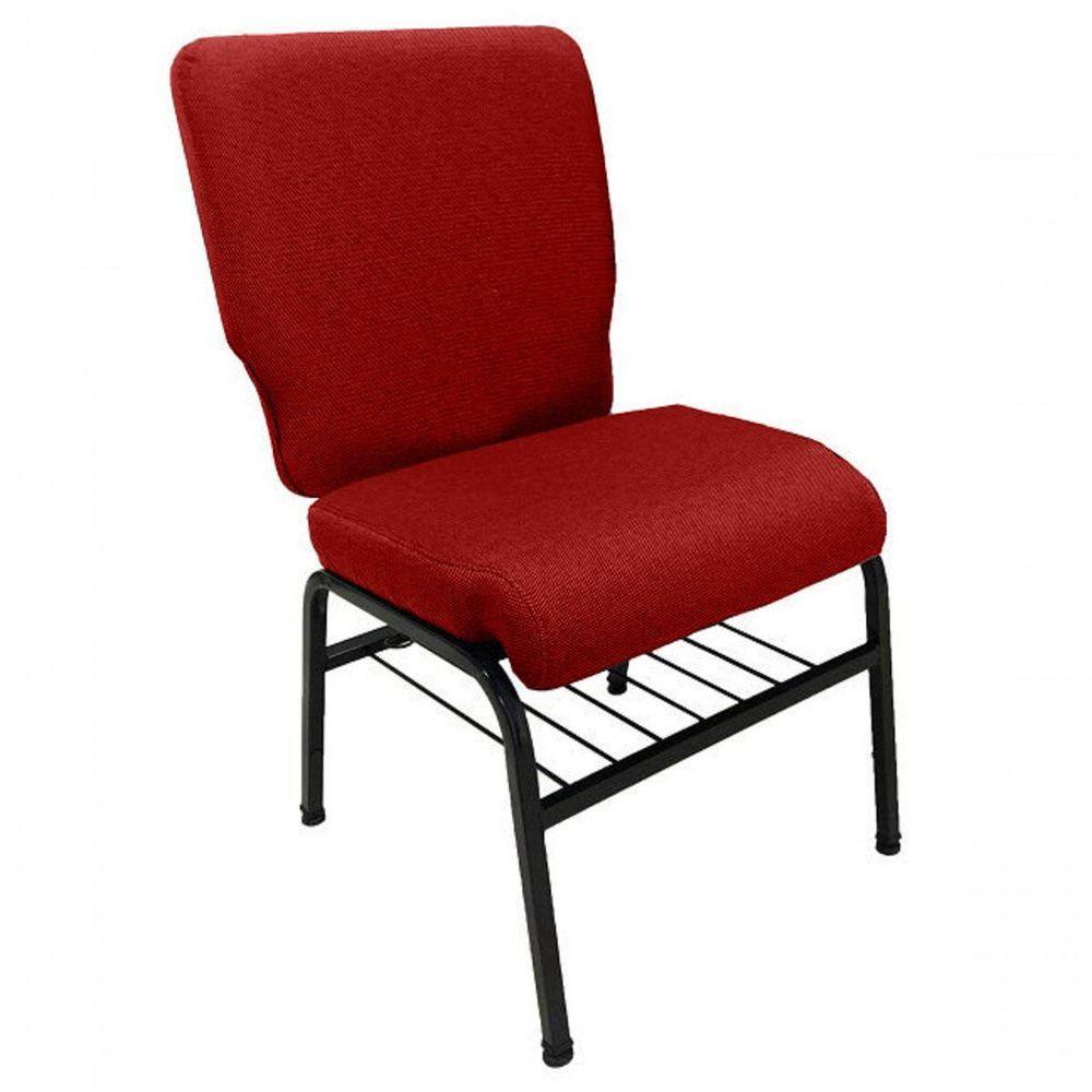 01 Cadeira Para Igrejas C/ Porta Biblía E Porta Cálice Vermelho - 1