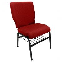 01 Cadeira Para Igrejas C/ Porta Biblía E Porta Cálice Vermelho - 1