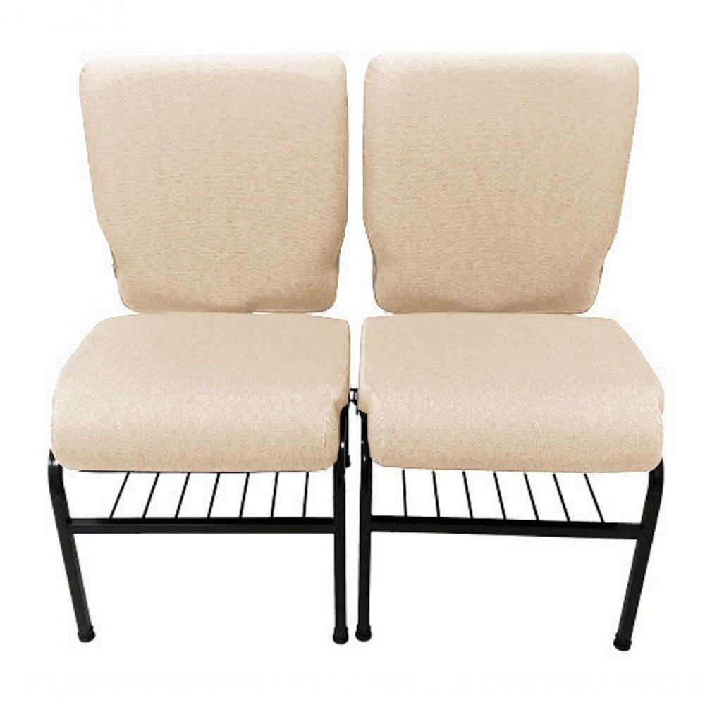 02 Cadeiras Para Igrejas C/ Porta Biblía E Porta Cálice Bege - 1