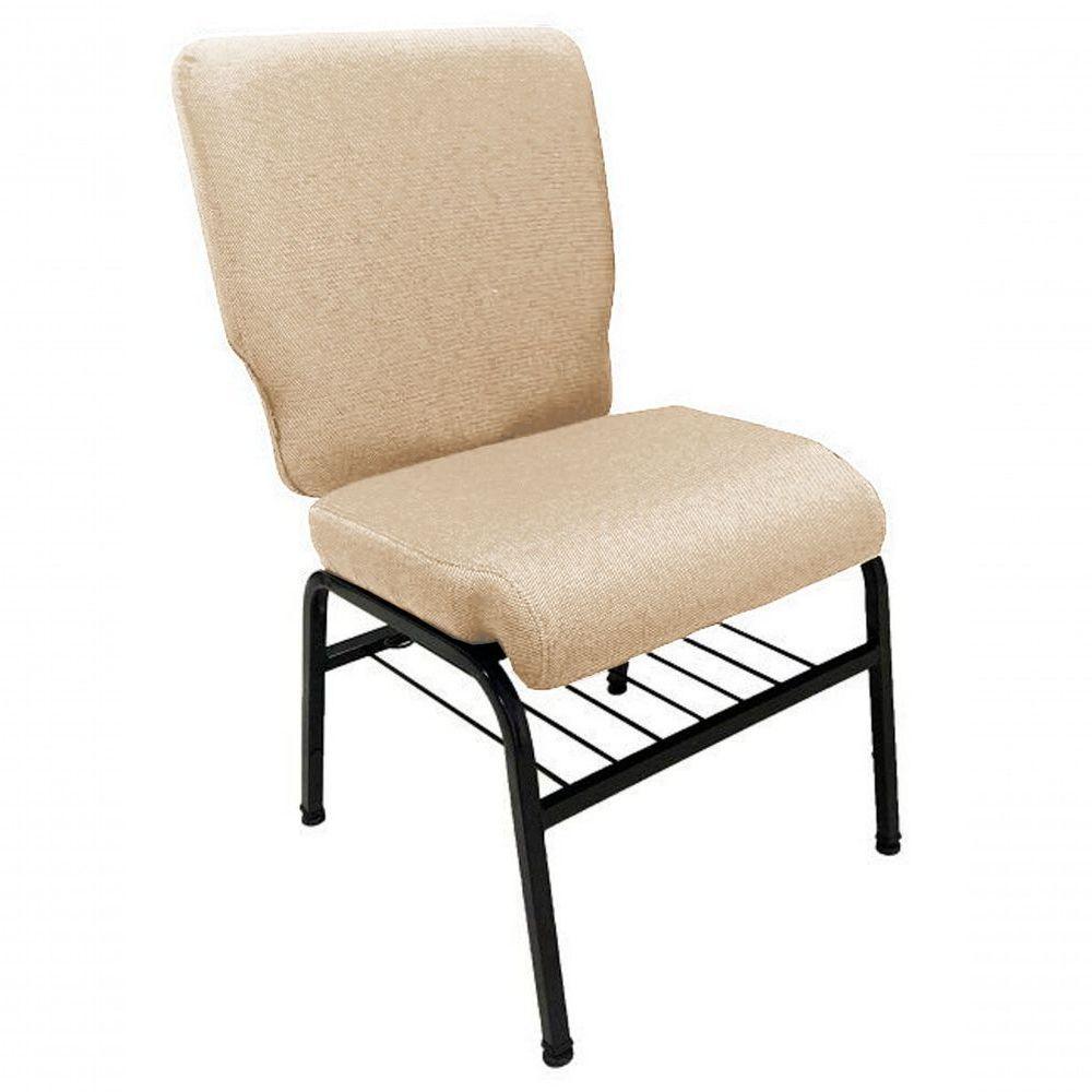 02 Cadeiras Para Igrejas C/ Porta Biblía E Porta Cálice Bege - 2