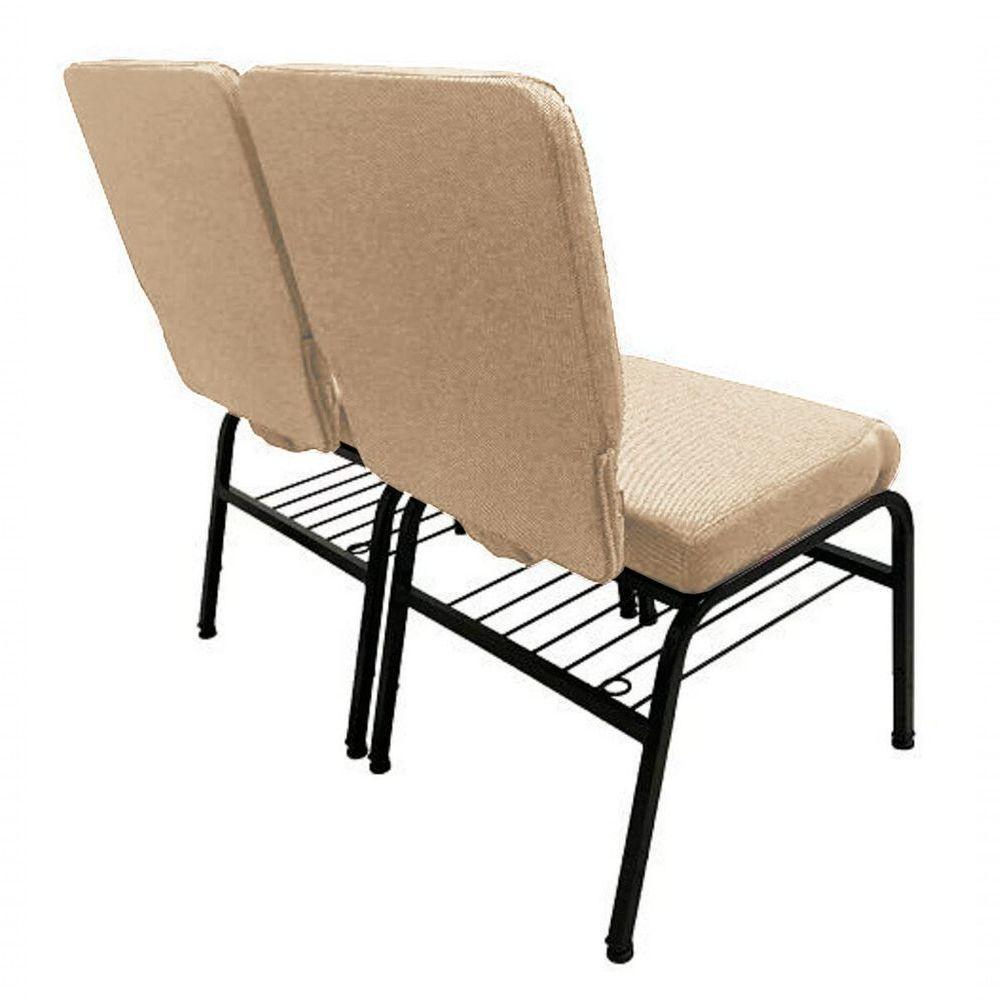 02 Cadeiras Para Igrejas C/ Porta Biblía E Porta Cálice Bege - 4