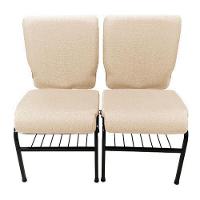 02 Cadeiras Para Igrejas C/ Porta Biblía E Porta Cálice Bege - 1