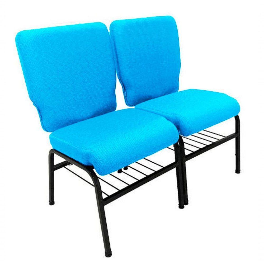 02 Cadeiras Para Igrejas C/ Porta Biblía E Porta Cálice Azul - 5