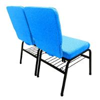 02 Cadeiras Para Igrejas C/ Porta Biblía E Porta Cálice Azul