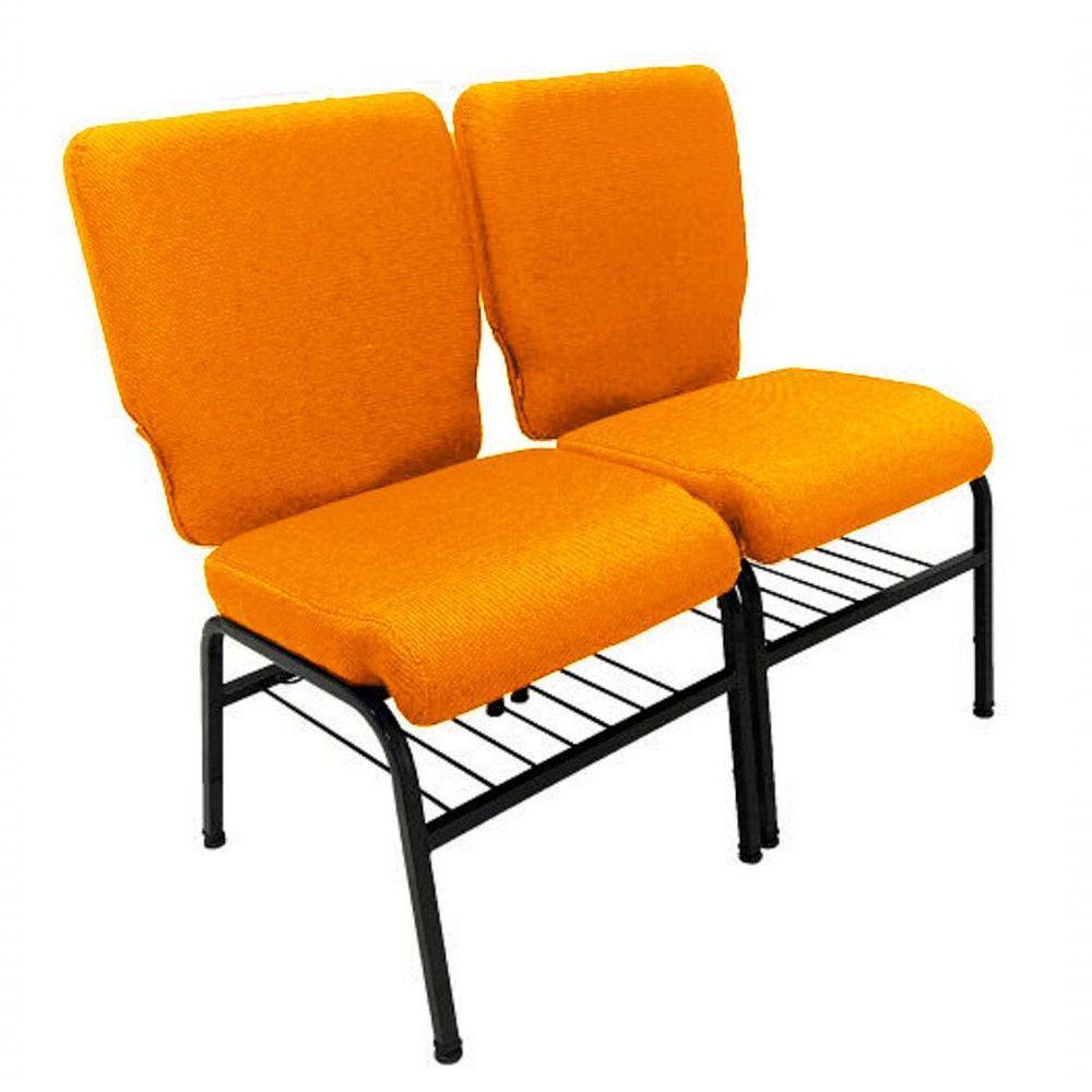 02 Cadeiras Para Igrejas C/ Porta Biblía E Porta Cálice Laranja - 5