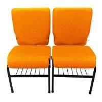 02 Cadeiras Para Igrejas C/ Porta Biblía E Porta Cálice Laranja - 1