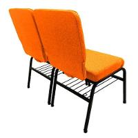 02 Cadeiras Para Igrejas C/ Porta Biblía E Porta Cálice Laranja