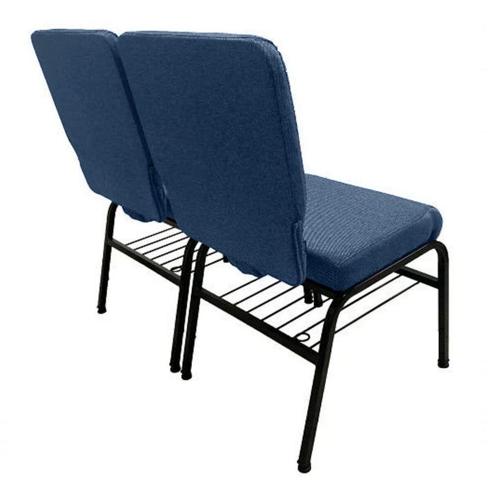 02 Cadeiras Para Igrejas C/ Porta Biblía E Porta Cálice Azul - 4