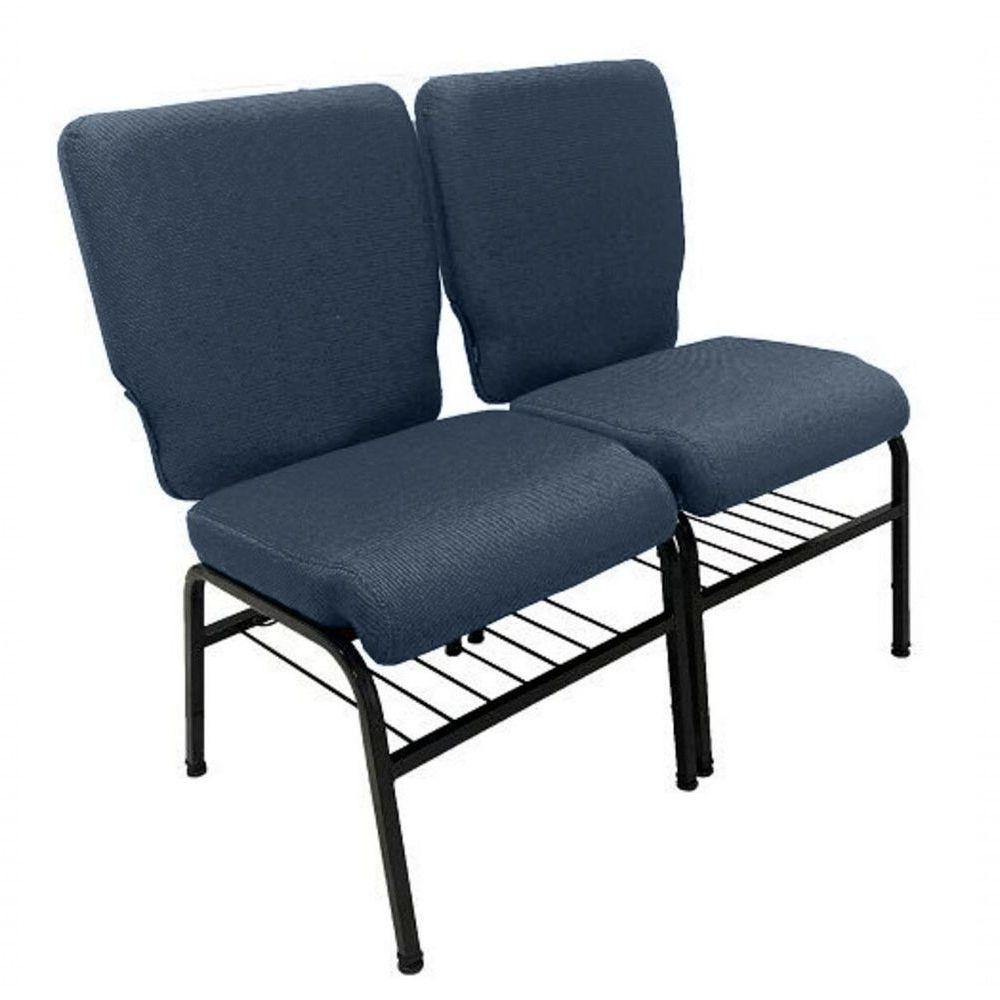 02 Cadeiras Para Igrejas C/ Porta Biblía E Porta Cálice Azul - 5