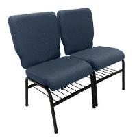 02 Cadeiras Para Igrejas C/ Porta Biblía E Porta Cálice Azul - 5