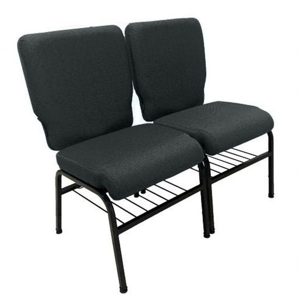 02 Cadeiras Para Igrejas C/ Porta Biblía E Porta Cálice Cinza - 5