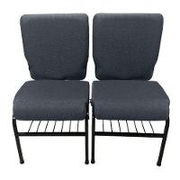 02 Cadeiras Para Igrejas C/ Porta Biblía E Porta Cálice Cinza - 1