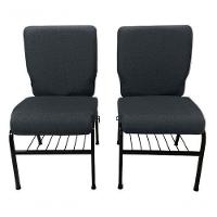 02 Cadeiras Para Igrejas C/ Porta Biblía E Porta Cálice Cinza - 3