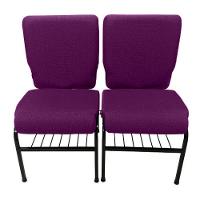 02 Cadeiras Para Igrejas C/ Porta Biblía E Porta Cálice Roxo - 1