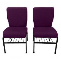 02 Cadeiras Para Igrejas C/ Porta Biblía E Porta Cálice Roxo - 3