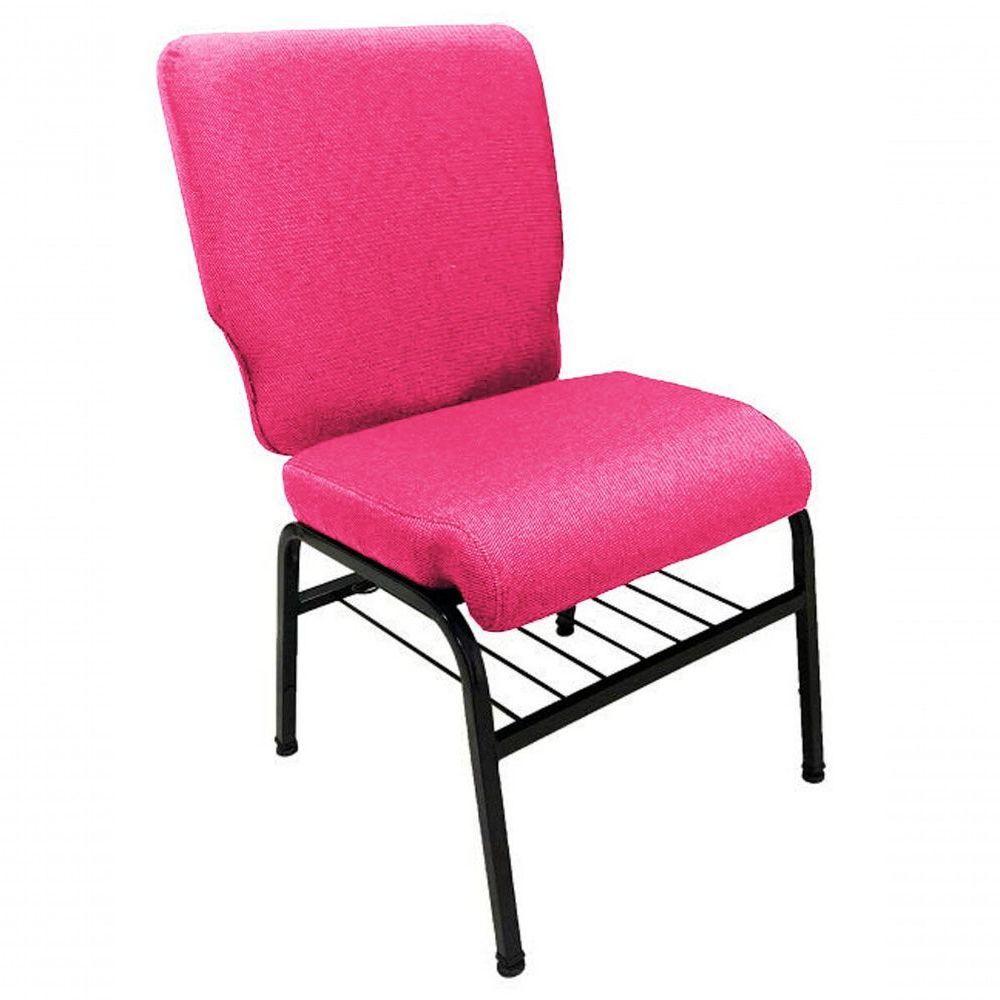 01 Cadeira Para Igrejas C/ Porta Biblía E Porta Cálice Rosa - 1