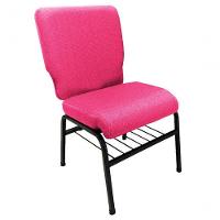 01 Cadeira Para Igrejas C/ Porta Biblía E Porta Cálice Rosa - 1