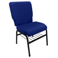 02 Cadeiras Para Igrejas C/ Porta Biblía E Porta Cálice Azul - 2