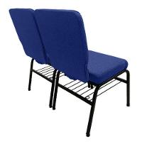 02 Cadeiras Para Igrejas C/ Porta Biblía E Porta Cálice Azul