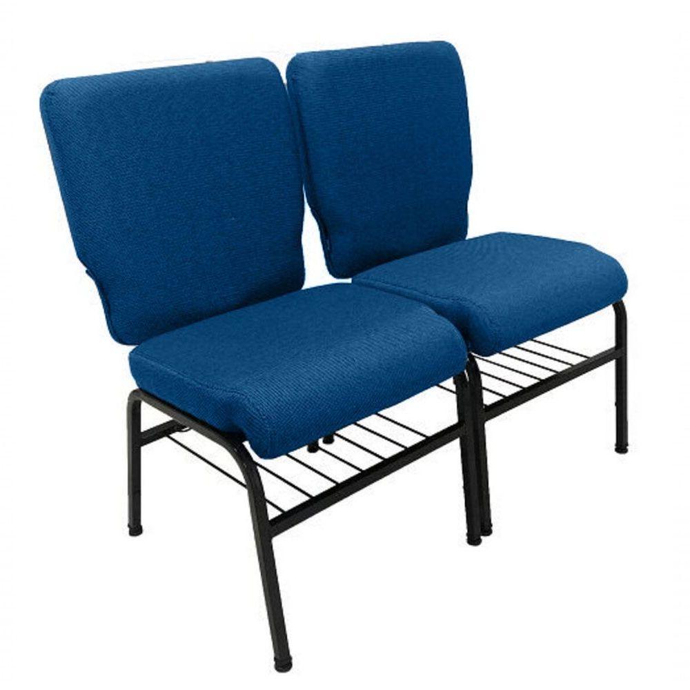 02 Cadeiras Para Igrejas C/ Porta Biblía E Porta Cálice Azul - 5