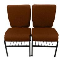 02 Cadeiras Para Igrejas C/ Porta Biblía E Porta Cálice Marrom - 1