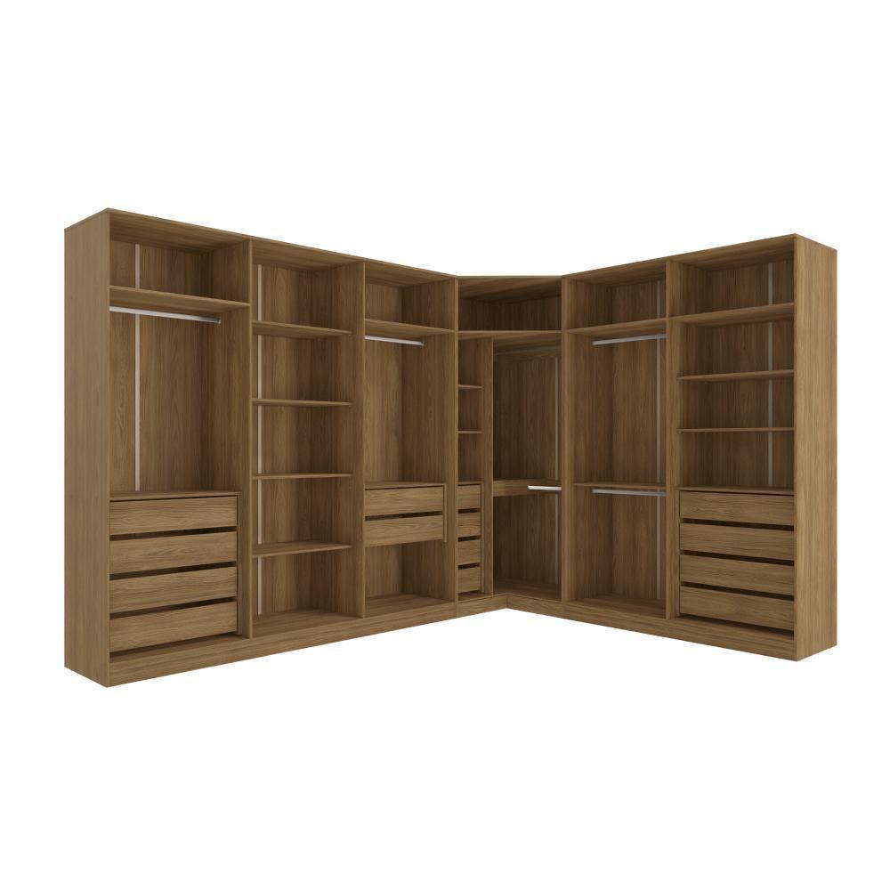Conjunto Closet Kappesberg Adapt Nogueira 5 Peças 342cm X 263cm - 2