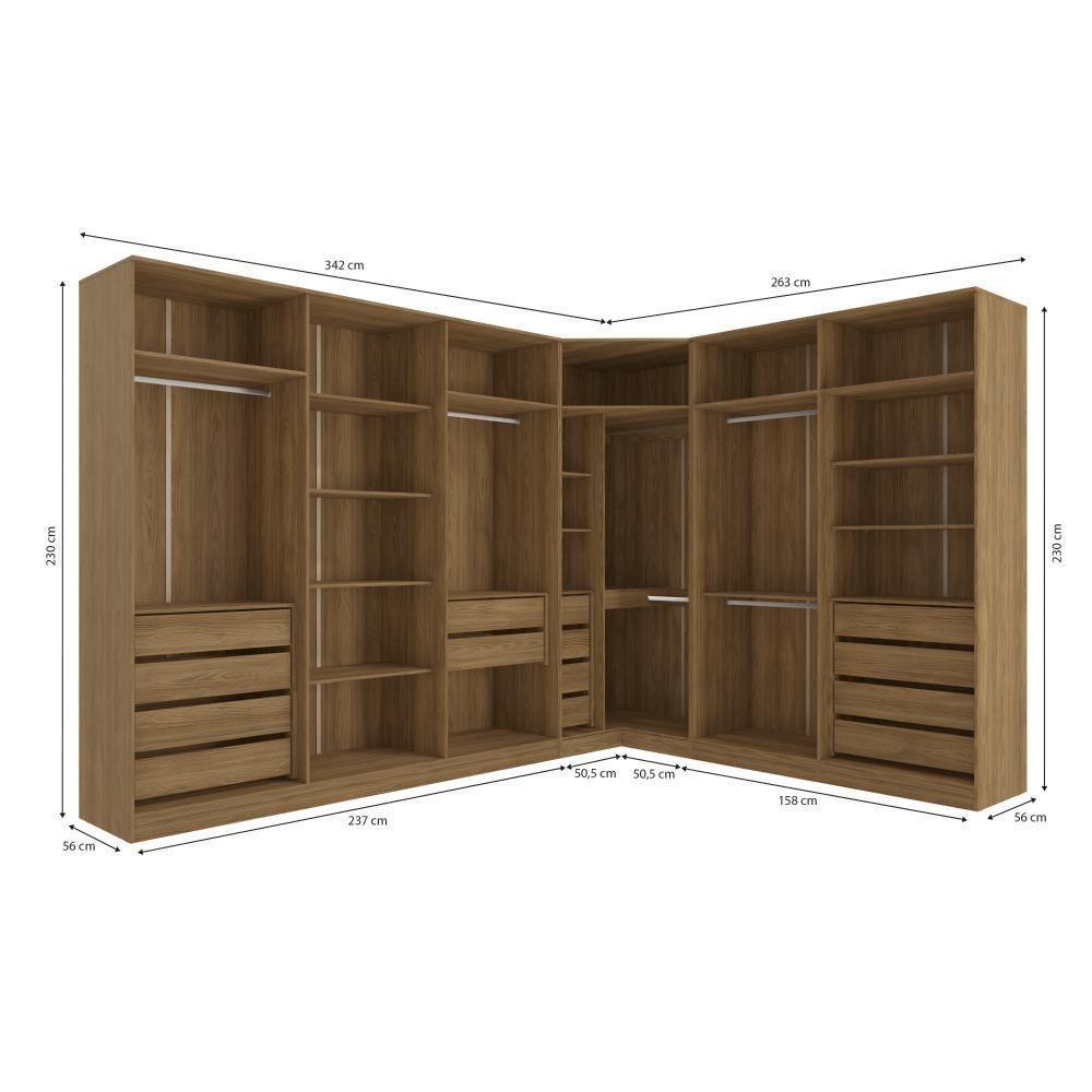 Conjunto Closet Kappesberg Adapt Nogueira 5 Peças 342cm X 263cm - 3