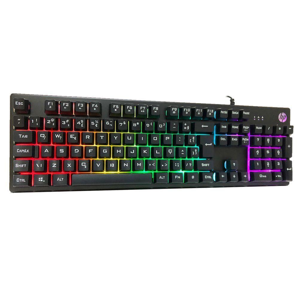 Teclado Gamer Hp K500F, Usb, Membrana, Led Rgb, Abnt2, Preto - 8