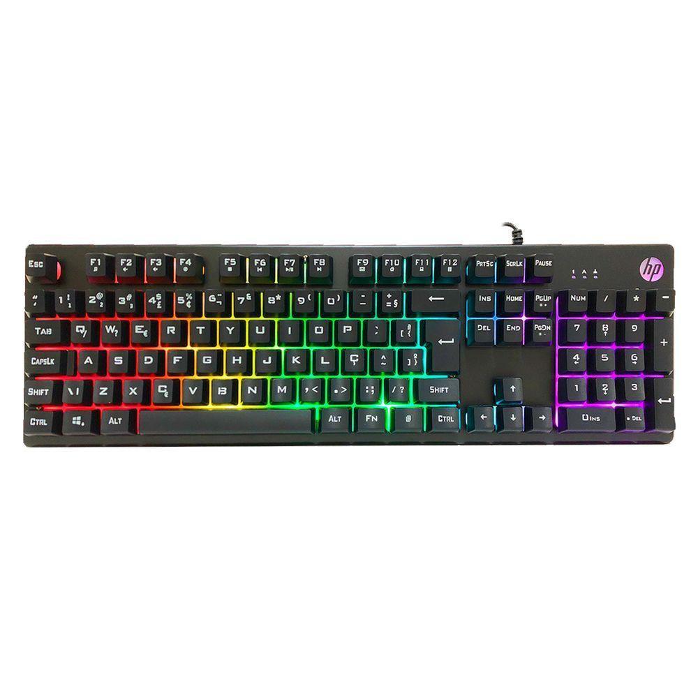Teclado Gamer Hp K500F, Usb, Membrana, Led Rgb, Abnt2, Preto - 9
