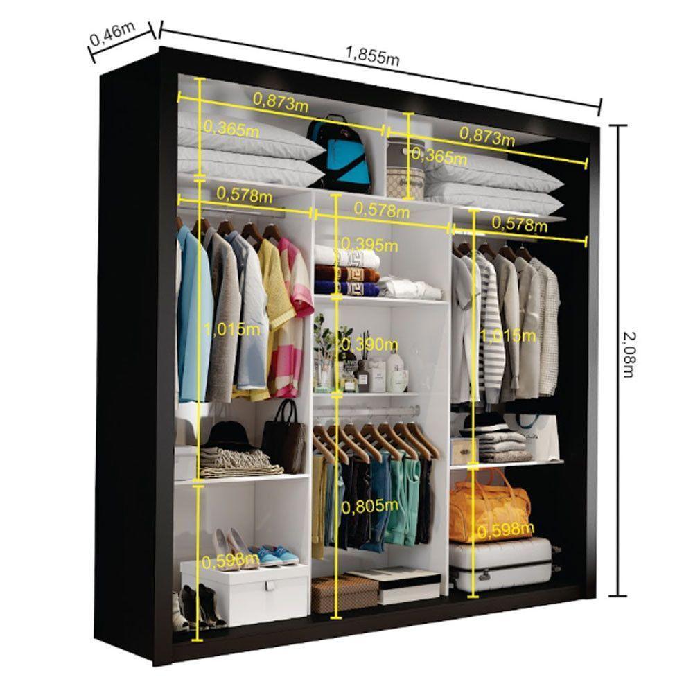 Closet Casal Clarice Sem Gavetas Preto - 5