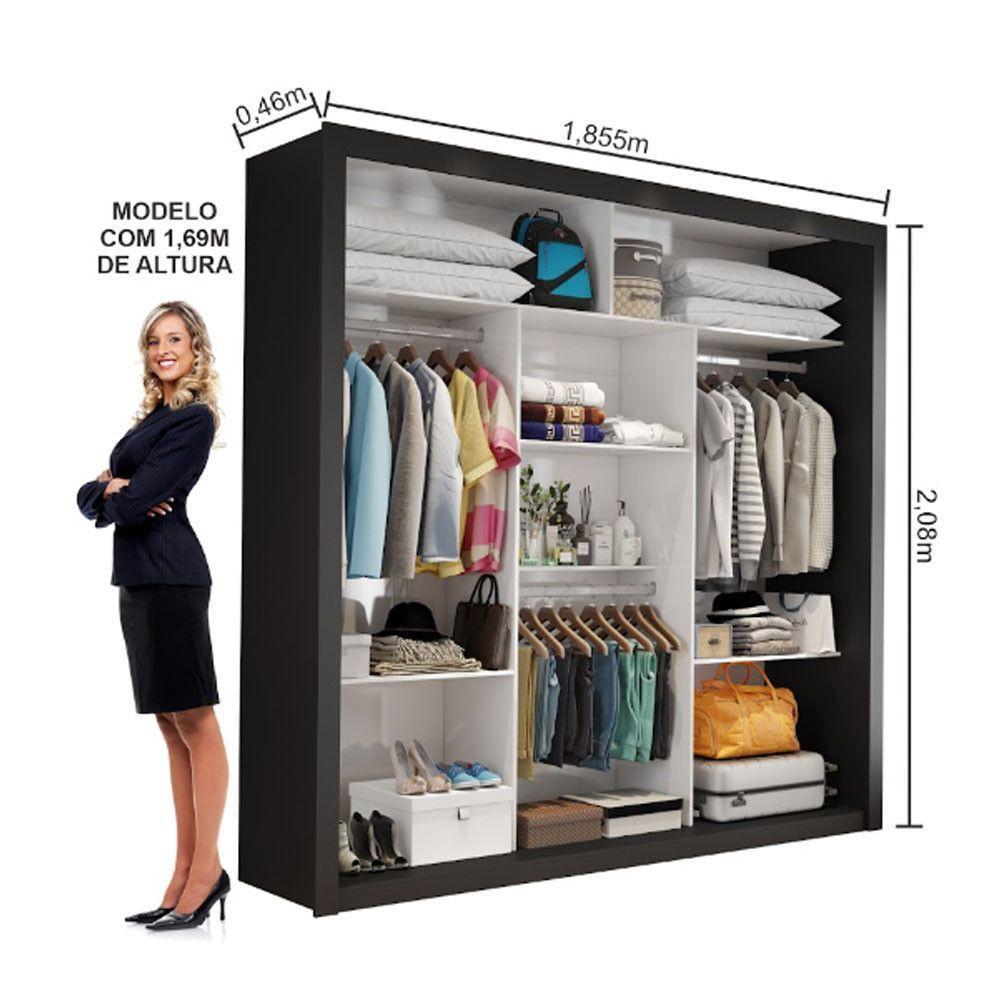 Closet Casal Clarice Sem Gavetas Preto - 6