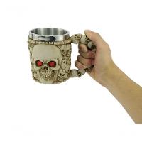 Caneca Caveira Olho Vermelho Alça 400ml Copo Metal E Resina - 3