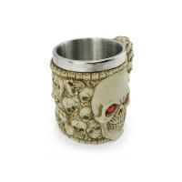 Caneca Caveira Olho Vermelho Alça 400ml Copo Metal E Resina