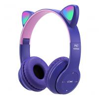 Fone De Ouvido Bluetooth Com Orelhas De Gato Led - Estilo E Diversão Com Qualidade De Som Cor:roxo - 1