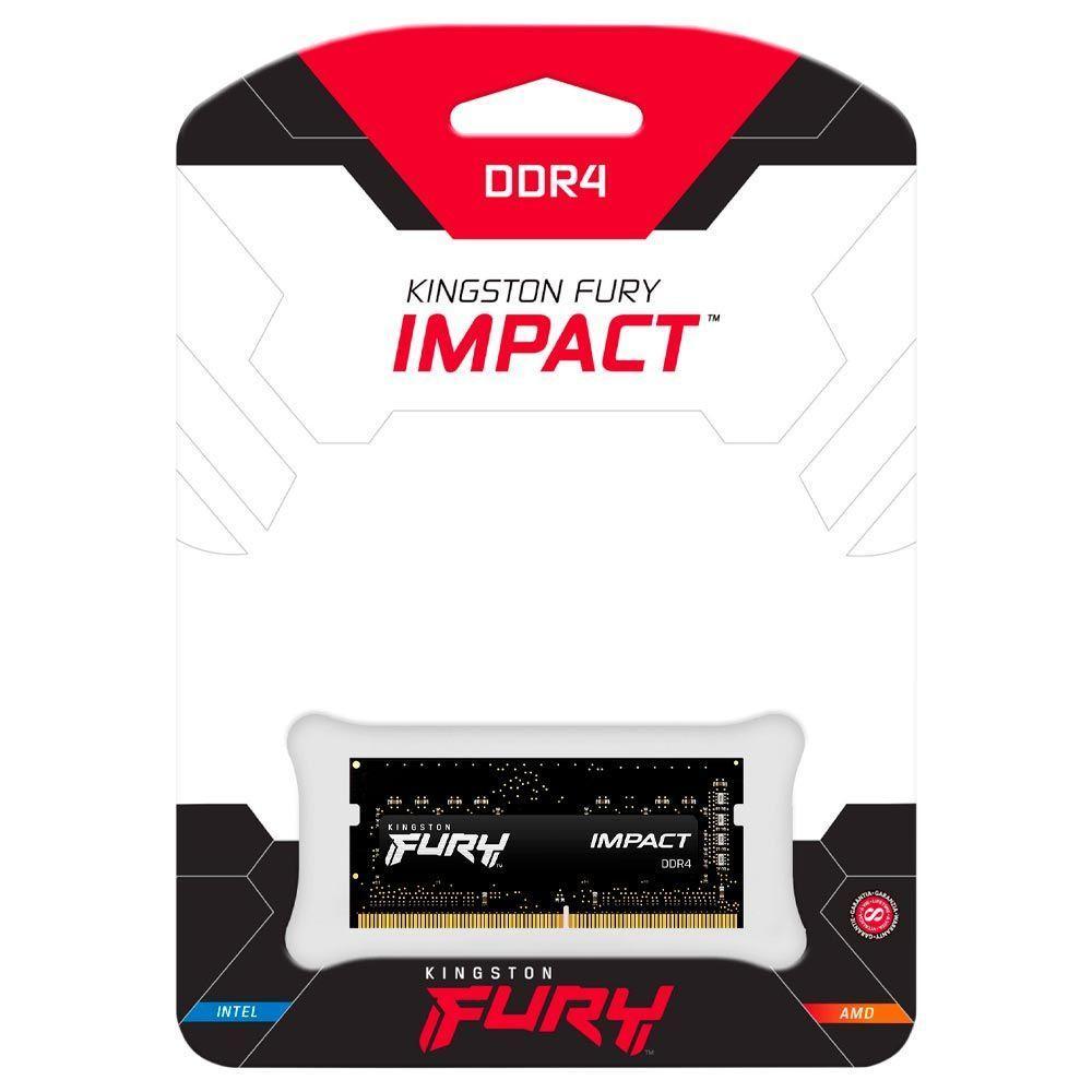 Memória Ram Para Notebook Kingston Fury Impact Ddr4 8gb 3200mhz - Preto (kf432s20ib/8) - 2