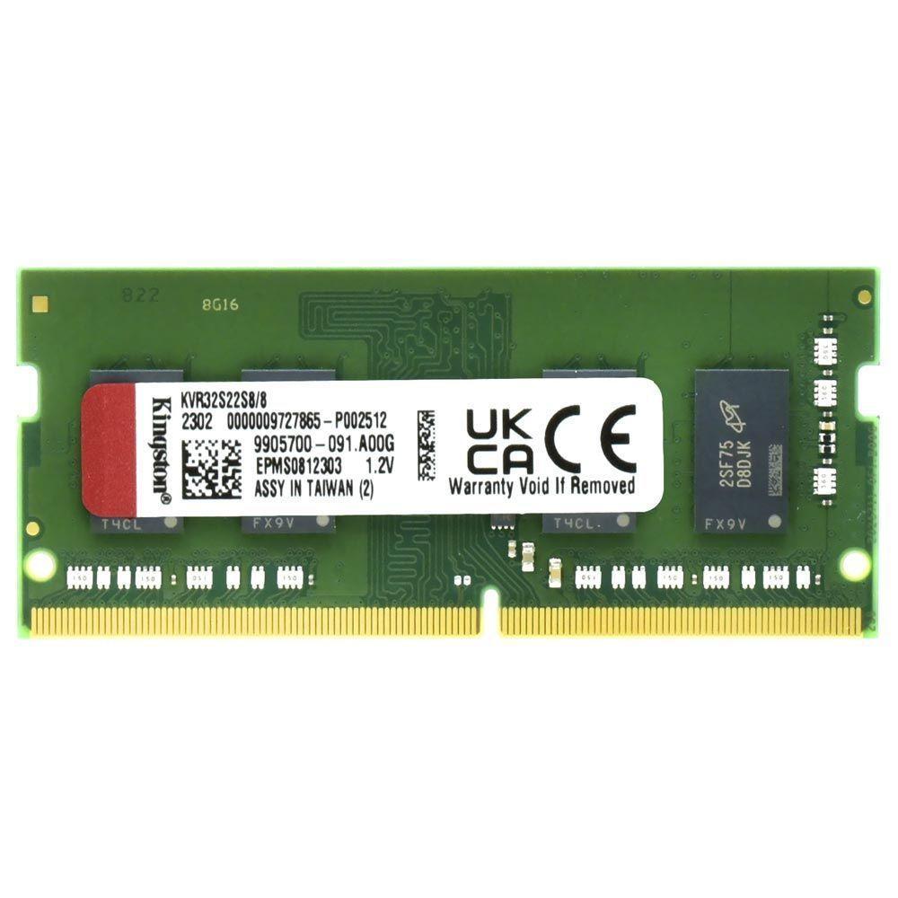 Memória Kingston, 8gb, 3200mhz, Ddr4, Cl22, Para Notebook - Kvr32s22s8/8 - 1
