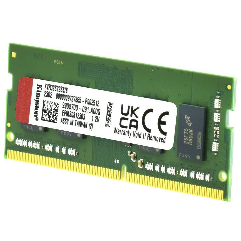 Memória Kingston, 8gb, 3200mhz, Ddr4, Cl22, Para Notebook - Kvr32s22s8/8 - 2