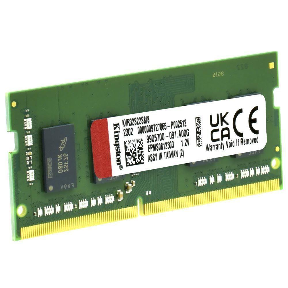 Memória Kingston, 8gb, 3200mhz, Ddr4, Cl22, Para Notebook - Kvr32s22s8/8 - 3
