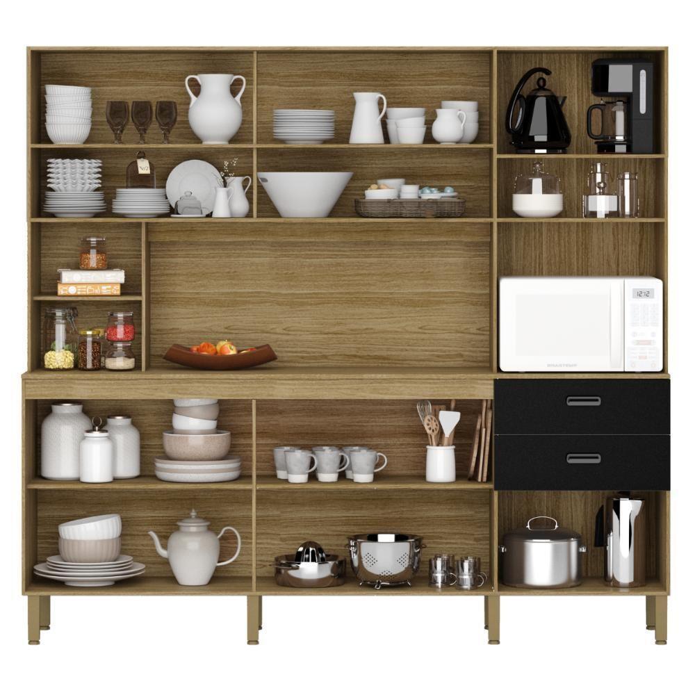 Kit De Cozinha Com 9 Portas E 2 Gaveta Budapeste Freijó Nero - 3