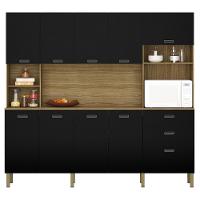 Kit De Cozinha Com 9 Portas E 2 Gaveta Budapeste Freijó Nero - 1