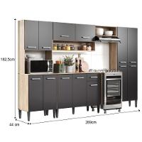 Cozinha Completa Arizona Plus Com Armário E Balcão Carraro - Carvalho/preto Carvalho/preto - 3