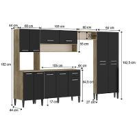 Cozinha Completa Arizona Plus Com Armário E Balcão Carraro - Carvalho/preto Carvalho/preto - 5