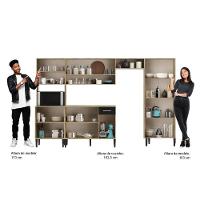 Cozinha Completa Arizona Plus Com Armário E Balcão Carraro - Carvalho/preto Carvalho/preto - 6